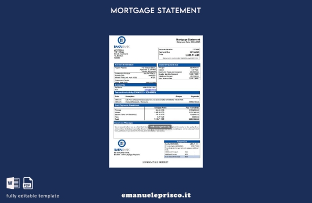 stile verificato Modello di estratto conto ipotecario della Kirghizistan Bakai B
